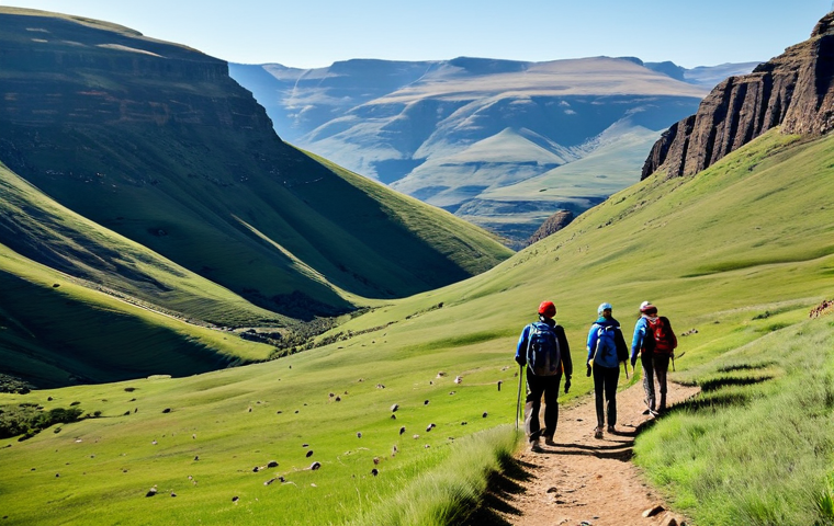 **

"Scenic view of Sehlabathebe National Park in Lesotho, featuring alpine meadows and rolling hills, fully clothed hikers enjoying the landscape, appropriate attire, safe for work, perfect anatomy, natural proportions, professional photography, family-friendly"

**