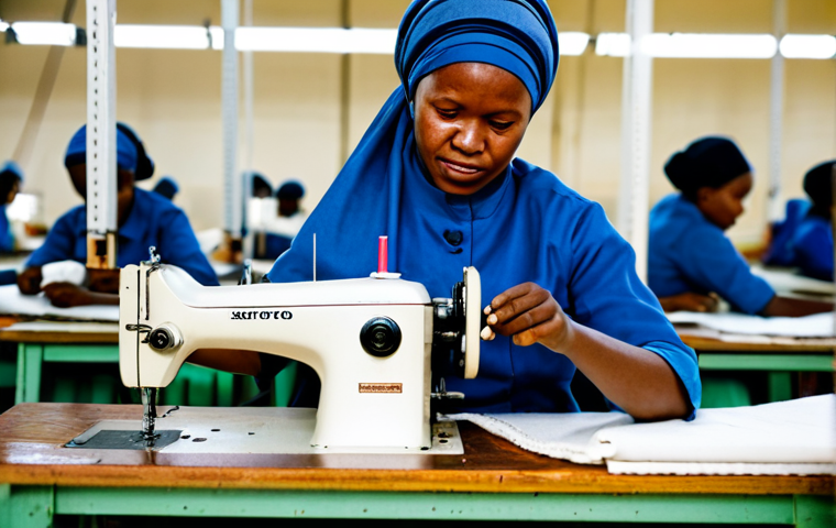 레소토에서의 노동법 및 근로 환경 - Garment Worker**

A fully clothed Mosotho woman working at a sewing machine in a garment factory in ...