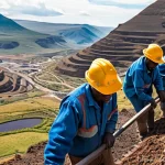 레소토의 주요 직업 및 인기 직군 - Diamond Miners in the Kingdom in the Sky**

A high-angle, wide shot capturing the majestic, rugged m...