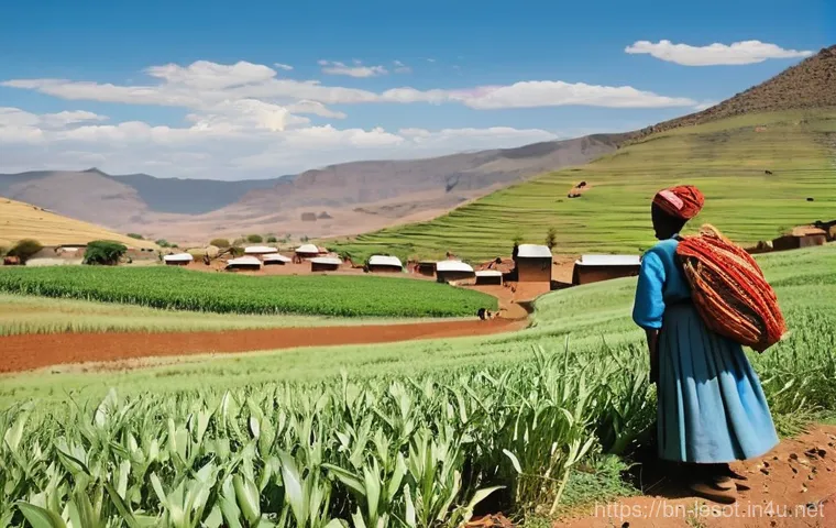 레소토의 경제 성장률 및 전망 - **Prompt:** "A vibrant aerial shot showcasing the economic drivers of Lesotho: in the foreground, a ... 레소토의 경제 성장률 및 전망 - **Prompt:** "A vibrant aerial shot showcasing the economic drivers of Lesotho: in the foreground, a ...