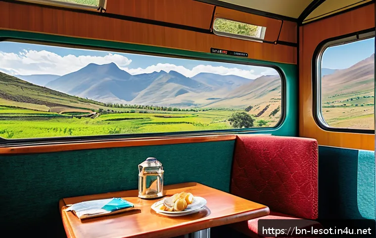 레소토에서 기차 여행하는 법 - A scenic train journey through Lesotho&rsquo;s lush green spring landscape, featuring vibrant rolling hill...